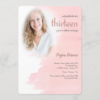 Blush Foto Geburtstagsparty Einladungen