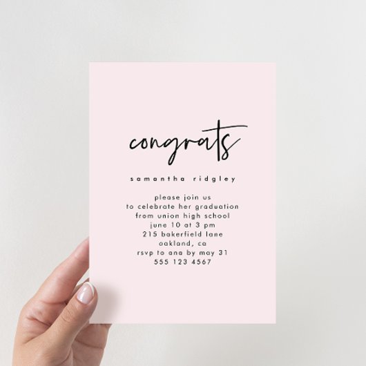 Blush Foto Graduation Party mit Typografie Einladung
