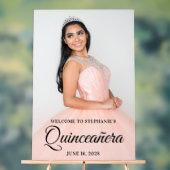 Blush Foto Overlay Elegantes Script Quinceañera Acrylschild (Neutral)