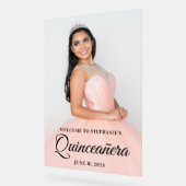 Blush Foto Overlay Elegantes Script Quinceañera Acrylschild (Winkel)