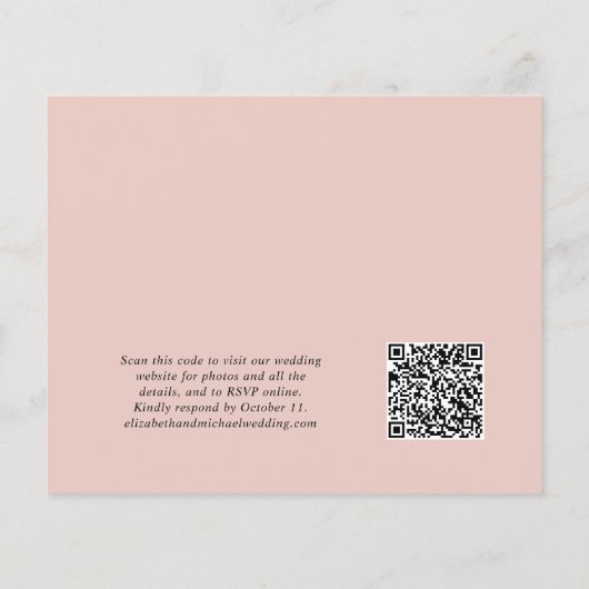 Blush Foto QR Code Hochzeitsempfang Einladung (Rückseite)