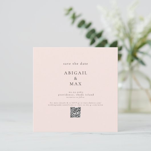 Blush Foto Wedding Square Save the Date (Stehend Vorderseite)