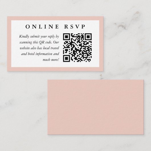 Blush Frame Online Wedding RSVP mit QR Code Begleitkarte (Vorne/Hinten)