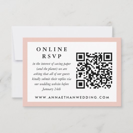 Blush Frame Wedding QR Code Online RSVP Card Karte (Vorderseite)