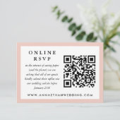 Blush Frame Wedding QR Code Online RSVP Card Karte (Stehend Vorderseite)