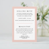 Blush Frame Wedding RSVP und Registry Begleitkarte (Stehend Vorderseite)