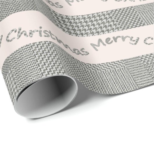 Blush Frohe Weihnachts-Hahnentrittmuster-Script Geschenkpapier (Rolleneckpunkt)