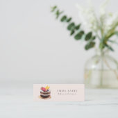 BLUSH FRUIT FLORAL CAKE PATISSERIE CUPCAKE BAKERIE MINI VISITENKARTE (Stehend Vorderseite)