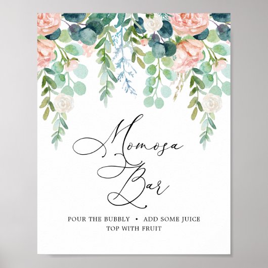 Blush Garden Baby Dusche Mimosa Bar Zeichen Poster (Vorne)