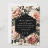 Blush Garden Bloom Wedding Einladung (Vorderseite)