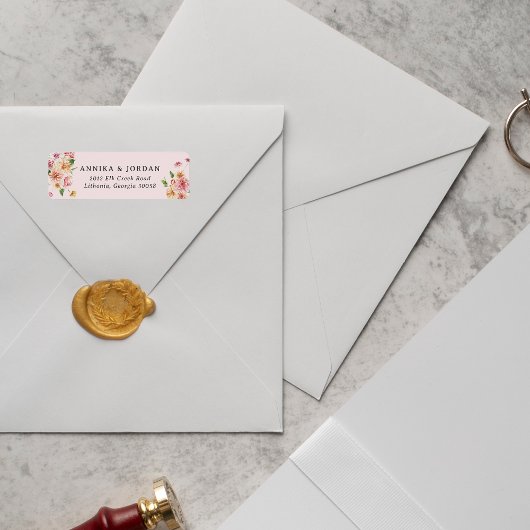 Blush Garden Blooms | Botanical Return Address