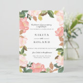 Blush Garden Bloral Wedding Einladung (Stehend Vorderseite)