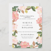 Blush Garden Bloral Wedding Einladung (Vorderseite)