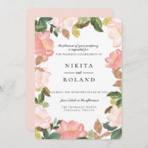Blush Garden Bloral Wedding Einladung