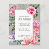 Blush Garden Romantic Floral Wedding Invitation Postkarte (Vorderseite)