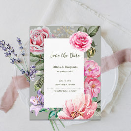 Blush Garden Romantic Floral Wedding Save the Date Ankündigungspostkarte