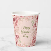 Blush Garden Roses Galentine Brunch Table Florals Pappbecher (Rückseite)