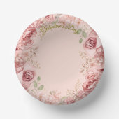 Blush Garden Roses Galentine Brunch Table Florals Pappteller (Vorderseite)