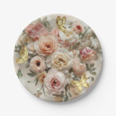 Blush Garden Roses Galentine Tea Party Florals Pappteller (Vorderseite)