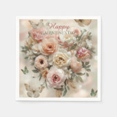 Blush Garden Roses Galentine Tea Party Florals Serviette (Vorderseite)