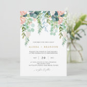 Blush Garden Wedding Einladung (Stehend Vorderseite)