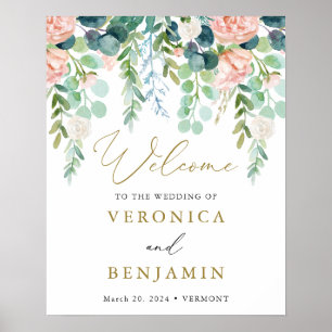 Blush Garden Wedding Willkommenszeichen Poster