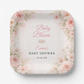 Blush-Garten Baby in Blüte Rosa Blumen Pappteller (Vorderseite)