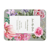 Blush-Garten-Blumenhochzeit - Heiratsdatum merken Magnet (Horizontal)