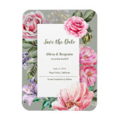 Blush-Garten-Blumenhochzeit - Heiratsdatum merken Magnet (Vertikal)