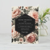 Blush-Garten-Blütenhochzeit Einladung (Stehend Vorderseite)