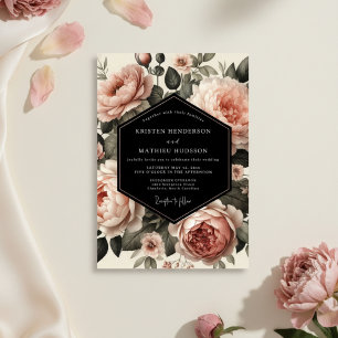 Blush-Garten-Blütenhochzeit Einladung
