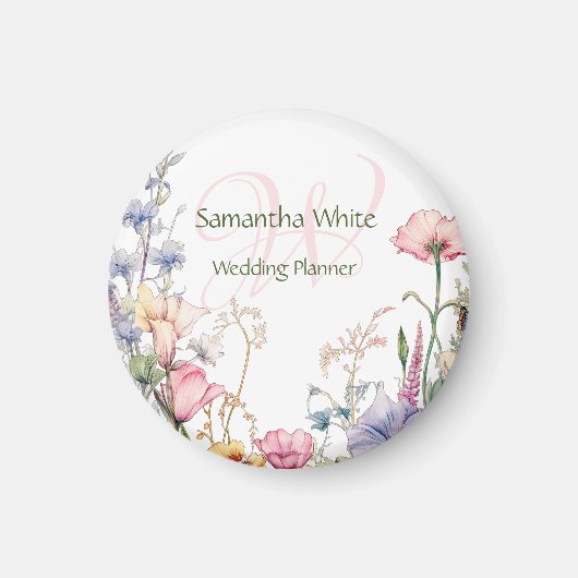 Blush-Garten-Wasserfarbe Personalisiert  Magnet (Vorne)
