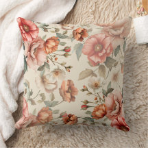 Blush-Gartenblüte | Vintage-Blumen-Wurfkissen