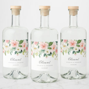 Blush-Gastgeschenk Hochzeit Alkoholflaschenetikett