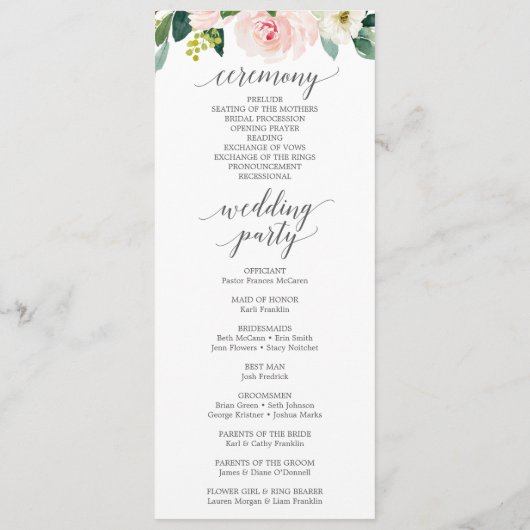 Blush Gay Wedding Programm Blushing Blooms Mrs. (Rückseite)