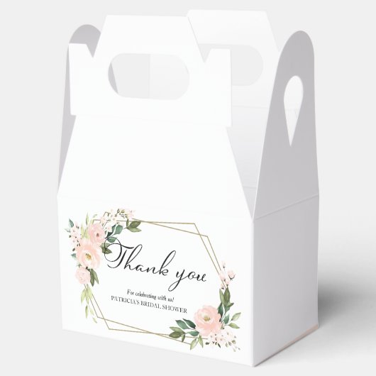 Blush Geogeometrisches Brautparty Vielen Dank Geschenkschachtel (Geöffnet)
