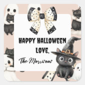 Blush Ghosts and Cats Halloween Square Sticker (Vorderseite)