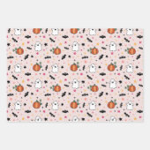 Blush Ghosts Pumpkins Halloween Mixed Patterns Geschenkpapier Set (Vorderseite)