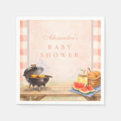 Blush Gingham Baby Q Baby Shower Serviette (Vorderseite)