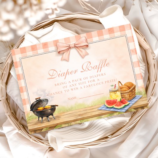 Blush Gingham Baby Q Diapper Raffle Begleitkarte