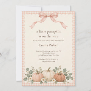 Blush Gingham Kleiner Kürbis Baby Shower Einladung
