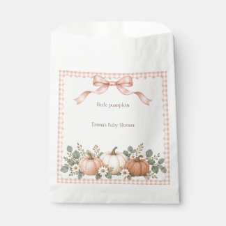 Blush Gingham Kleiner Kürbis Baby Shower Geschenktütchen