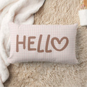 Blush Gingham Mocha Whimsical Heart Hello Lendenkissen (Decke)