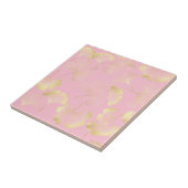 Blush Ginkgo Luxe – Gold Botanical auf Rosa (5) Fliese (Seite)