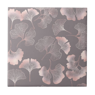 Blush Ginkgo Luxe – Gold Botanical auf Schwarz (5) Fliese