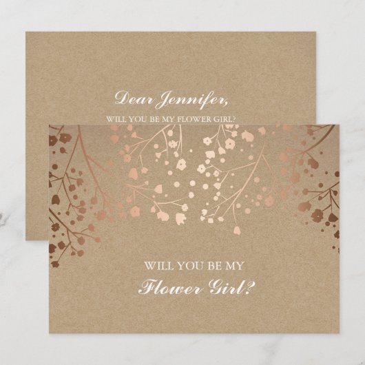 Blush Gipskraut Hochzeitsblume Einladung (Vorne/Hinten)