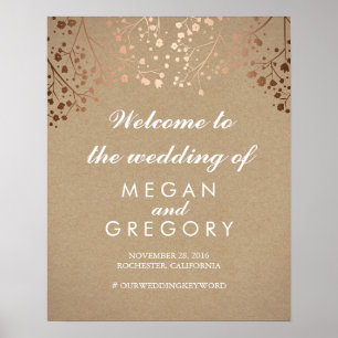 Blush Gipskraut Wedding Welcome Sign Coral Poster