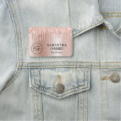 Blush Glitter Drips Pale Rose Gold Ombre Namensschild (Beispiel)