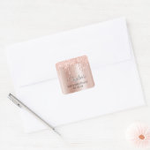 Blush Glitter Drips Rose Gold Ombre Drop Shadow Quadratischer Aufkleber (Umschlag)