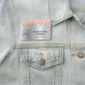 Blush Glitter Drips Silver Ombre Shimmer Namensschild (Beispiel)